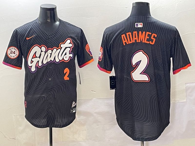 Men San Francisco Giants #2 Adames Black Second generation Joint Name Nike 2025 MLB Jersey style 21